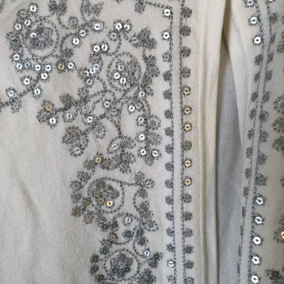Alfani Cropped Cardigan Women Small White Sequin Embellishment Fairy Core Classy - Picture 4 of 9